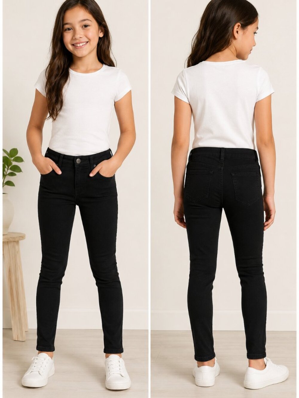 NWT Old Navy Girls Black Skinny Jeans Size M (8) Stretch Denim